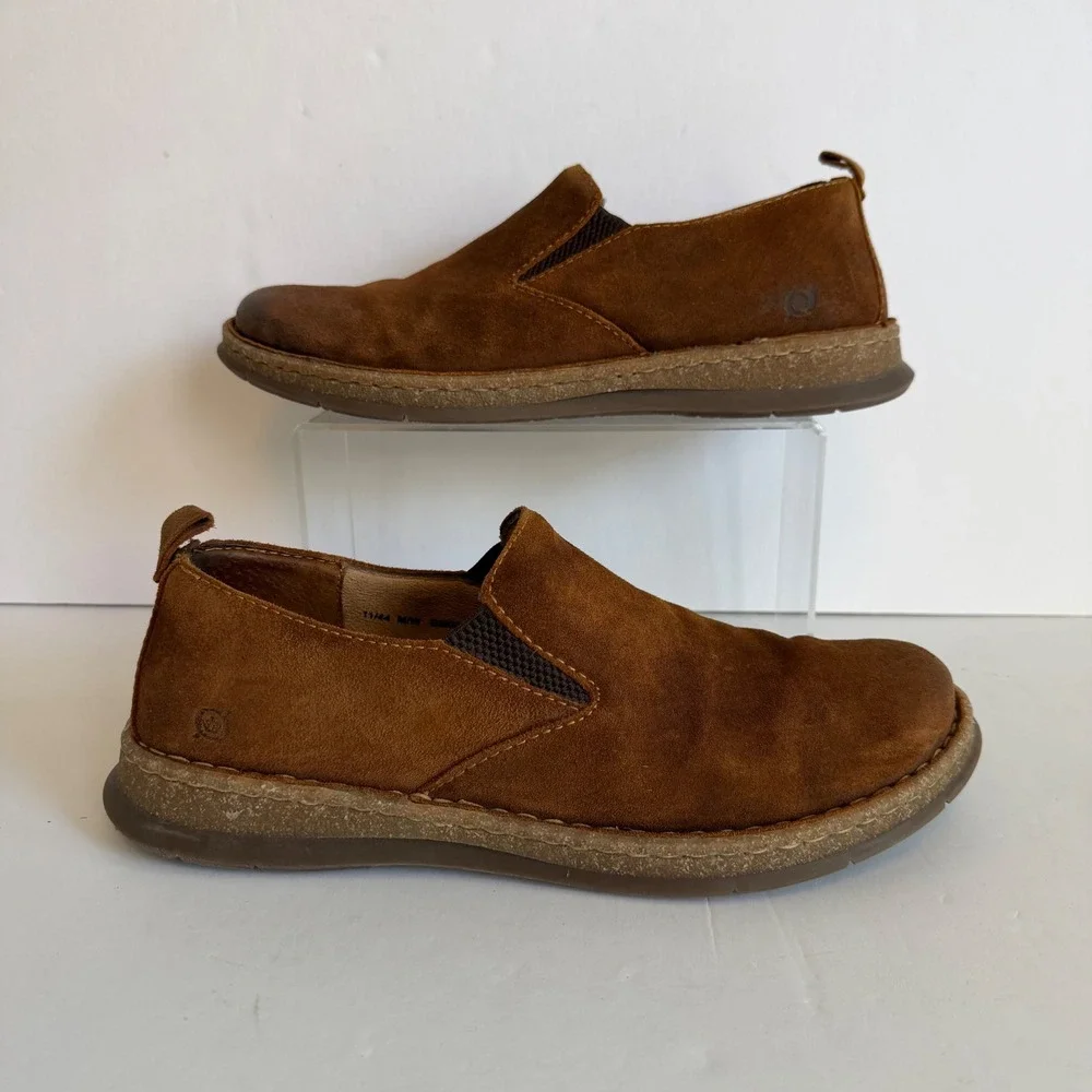 Born Leather Slip On Loafers 11 Brown Casual Comfort‎ Cottage Rustic Normcore